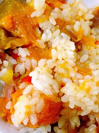 Pumpkin and Ham Braised Rice recipe
