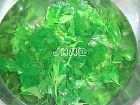 Crab Sticks Salad with Celery Leaves recipe