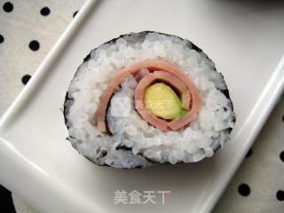 Avocado Ham Sushi-two Rolls and Two Different Colors recipe