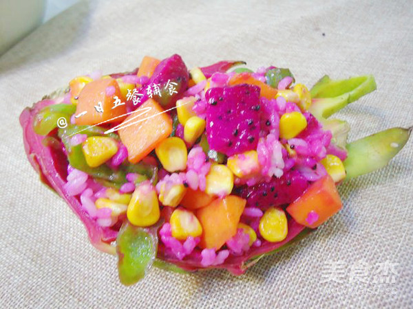 Colorful Dragon Fruit Fried Rice Baby Food Supplement, Corn, Carrot recipe