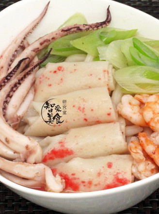 A Bowl of Warm Seafood Udon Noodles in Winter