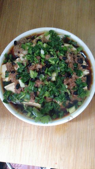 Steamed Tofu with Tempeh Meat recipe