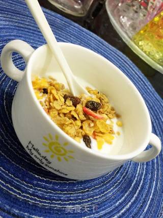 Nutritious Breakfast ~ ~ Yogurt, Oatmeal and Nuts recipe