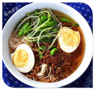 Bean Miao Minced Pork Noodle Soup recipe