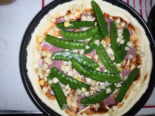 #炉菜#corn, Snow Peas and Bacon Pizza recipe