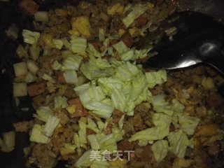 Fried Rice with Egg, Ham and Cabbage recipe