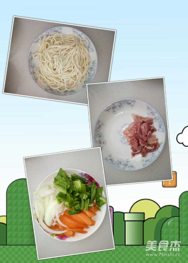 Fried Noodles with Homemade Meat recipe