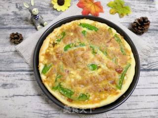 #炉菜#corn, Snow Peas and Bacon Pizza recipe