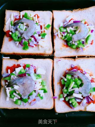 Shrimp Croutons Pizza Breakfast recipe