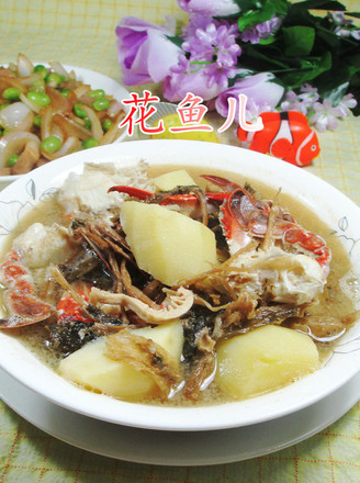 Bamboo and Dried Vegetables, Crab and Potato Soup recipe