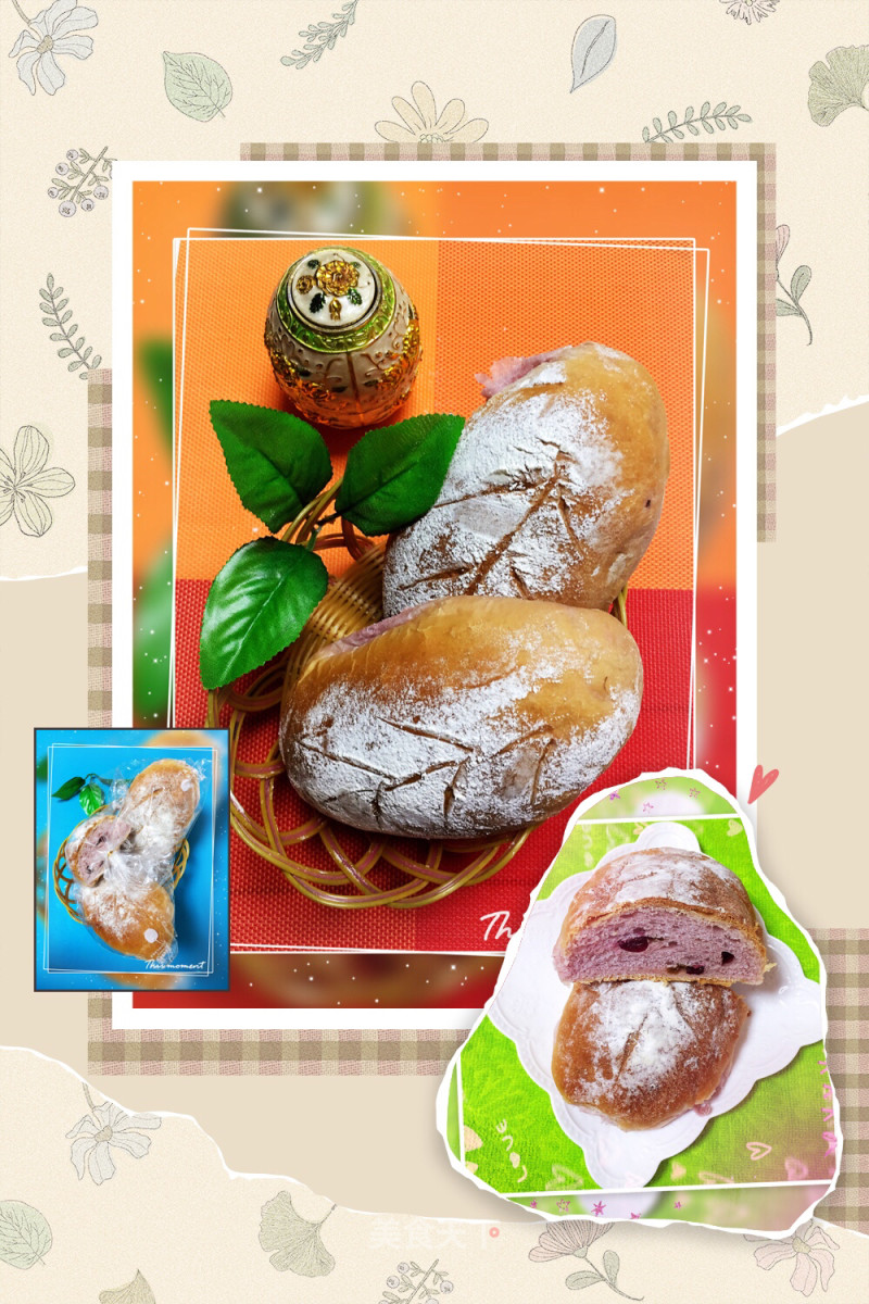 Purple Sweet Potato Raisins, Dried Cranberry European Buns recipe
