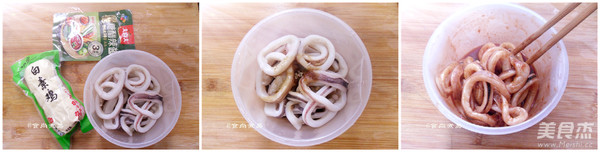 Squid and Vegetarian Chicken Skewers recipe