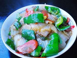 Home-style Stir-fry---[carrots, Green Peppers and Cabbage Slices] recipe