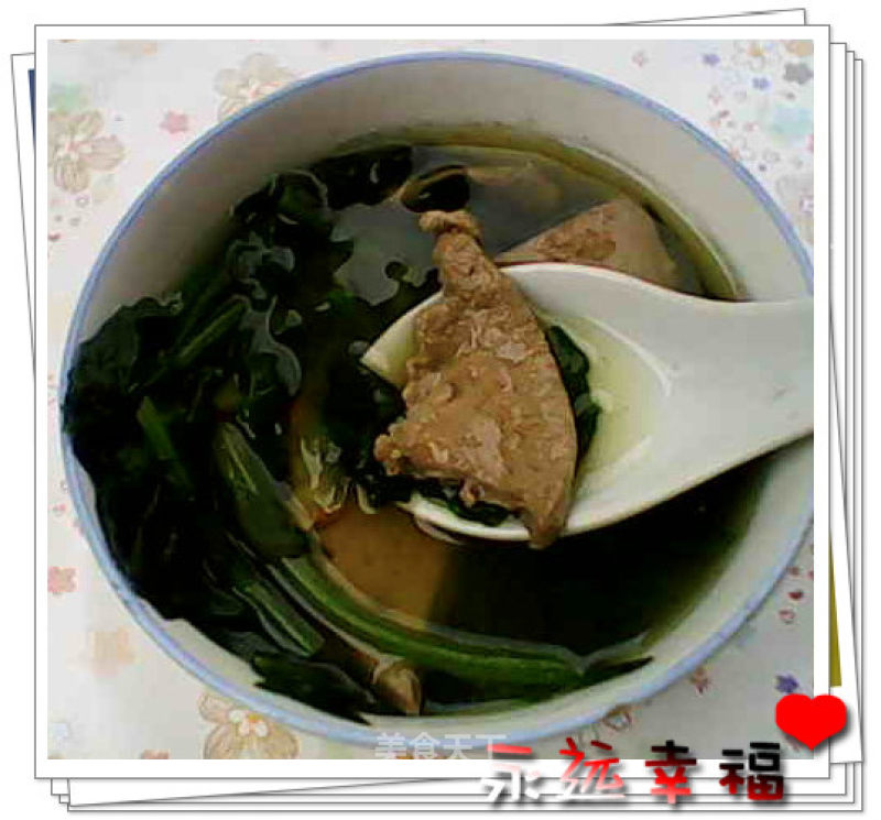 Homemade Fresh Soup-spinach and Pork Liver Soup