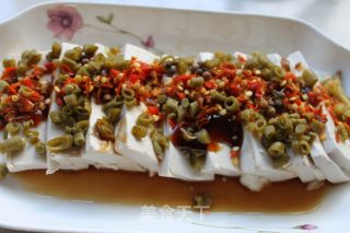 Steamed Tofu with Chopped Pepper and Sour Dried Beans recipe