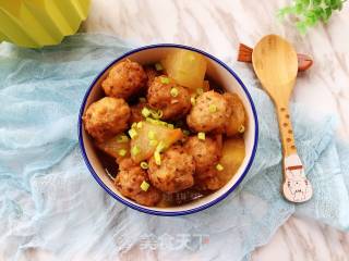 Grilled Winter Melon with Mushroom Meatballs recipe