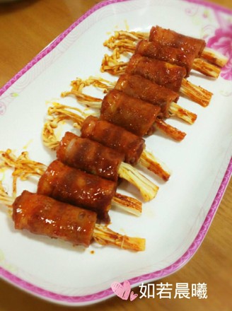 Microwave Version of Bacon and Enoki Mushroom Rolls recipe