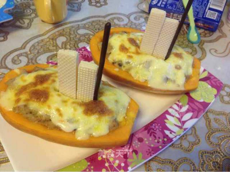 Cheese Seafood Papaya Boat recipe