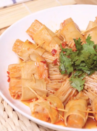 Enoki Mushroom Bean Curd Roll recipe