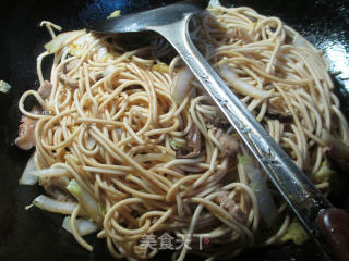 Fried Noodles with Mushrooms and Pork and Baby Vegetables recipe