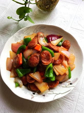 Stir-fried Pure Meat Sausage with Mixed Vegetables recipe