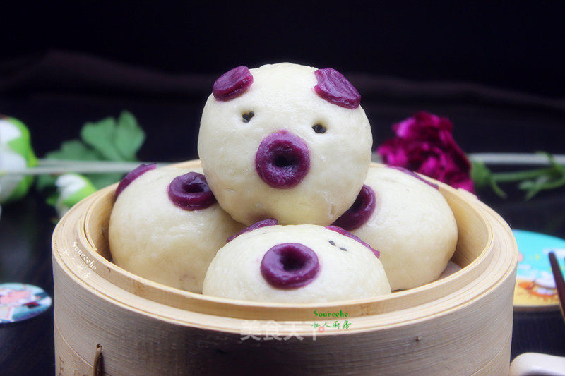 Little Pig Purple Sweet Potato Bun recipe