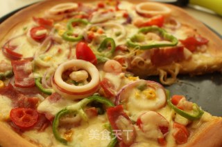 #trust之美#seafood Carnival Pizza——home Edition (refrigerated and Fermented) recipe