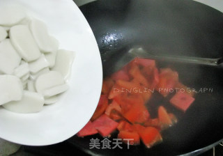 [good Fortune]-stir-fried Rice Cake with Tomato and Ham recipe