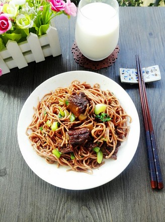Sweet and Sour Pork Ribs Fried Noodles recipe