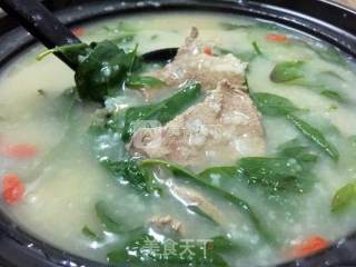 Pork Liver Soup with Wolfberry Leaf in Congee Base recipe