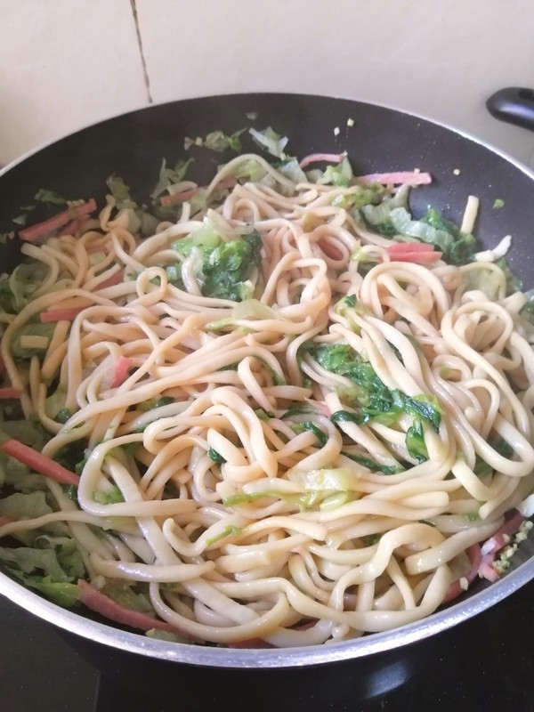 Fried Noodles with Luncheon Meat recipe