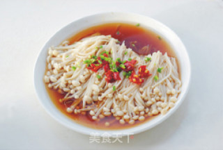 [steamed Enoki Mushrooms with Chopped Peppers] 10 Minutes to Create Delicious Quick Dishes recipe