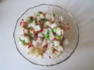 Chopped Pepper and Edamame with Lotus Root recipe