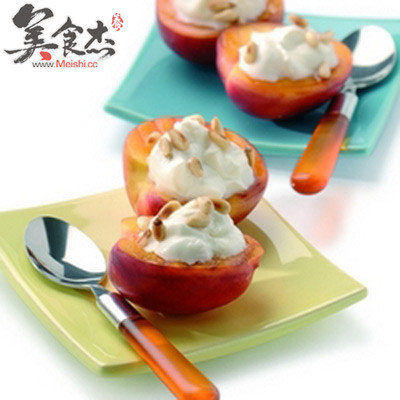 Baked Nectarines with Honey Yogurt and Pine Nuts recipe