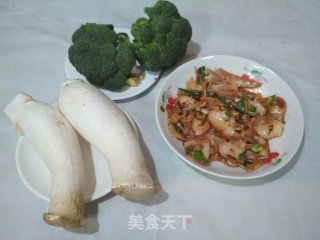 Stir-fried Pork Head with Broccoli and Pleurotus recipe