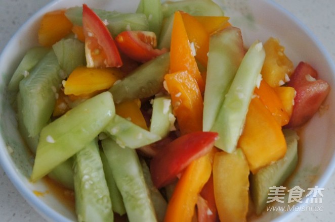 Sugar Garlic Cucumber Tomatoes recipe