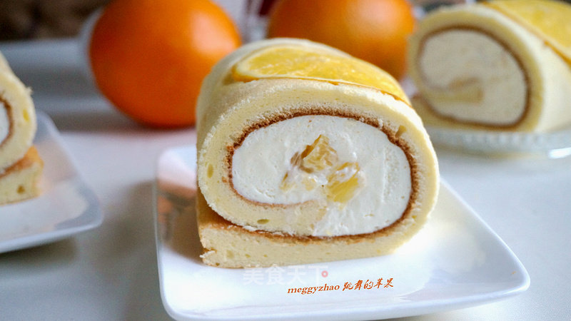 Orange Chiffon Cream Cake Roll recipe