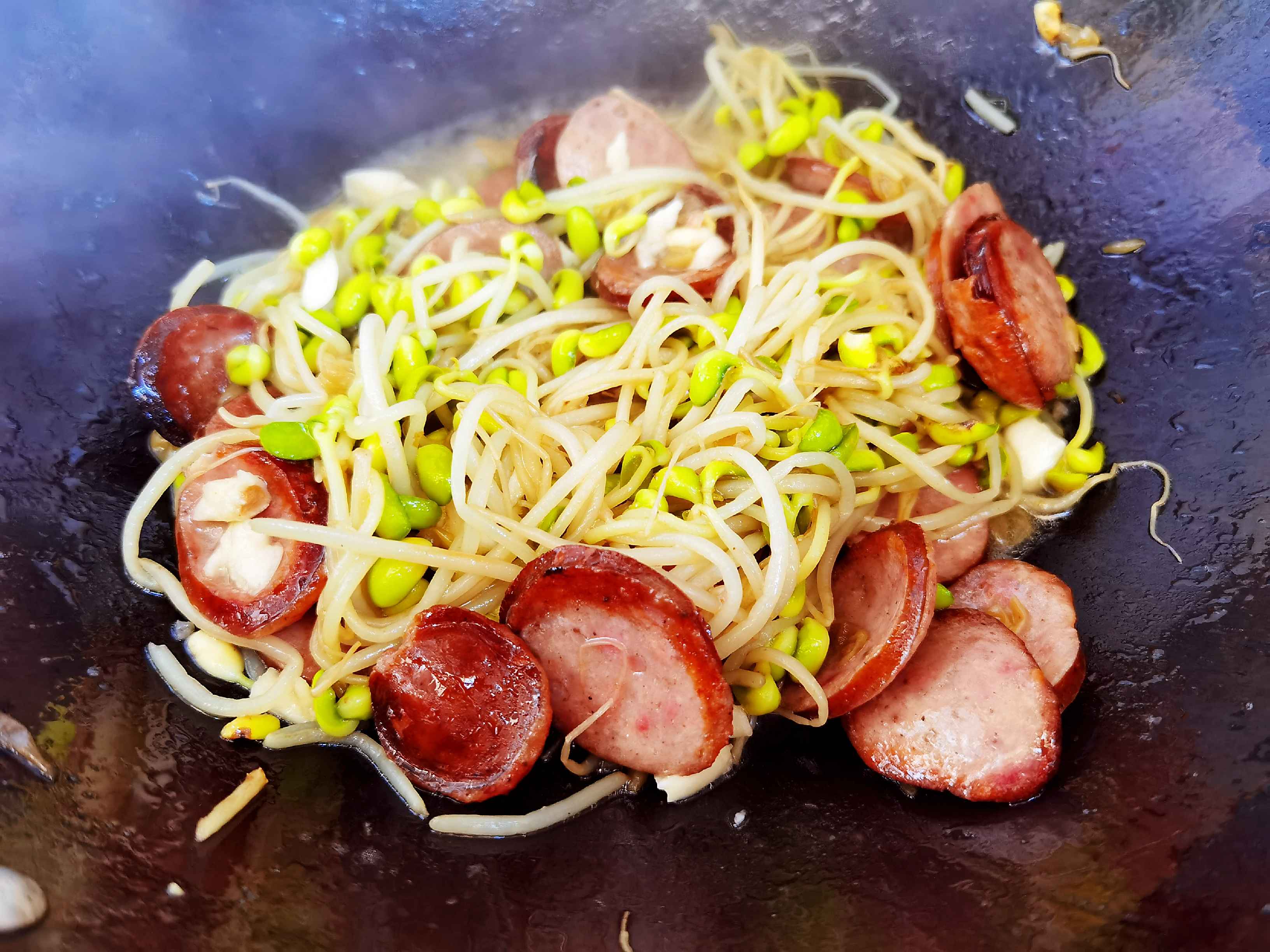 1 Sausage, 1 Bean Sprouts, 1 Stir-fry, Simple and Delicious recipe