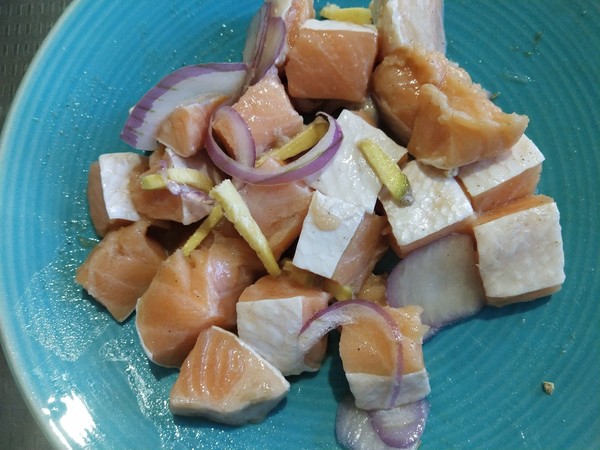 Sweet and Sour Diced Salmon recipe