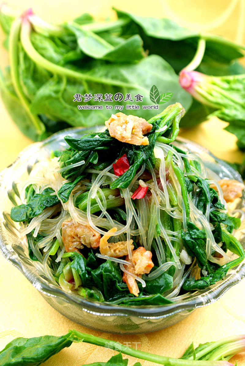 Vermicelli with Spinach and Dried Shrimp