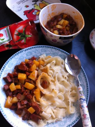 [tomato Beef Covered Noodles with Knife] === Heinz Tomato Sauce Trial Report recipe