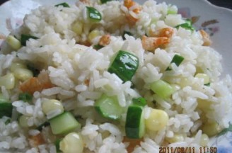 Three Diced Fried Rice with Scallions recipe