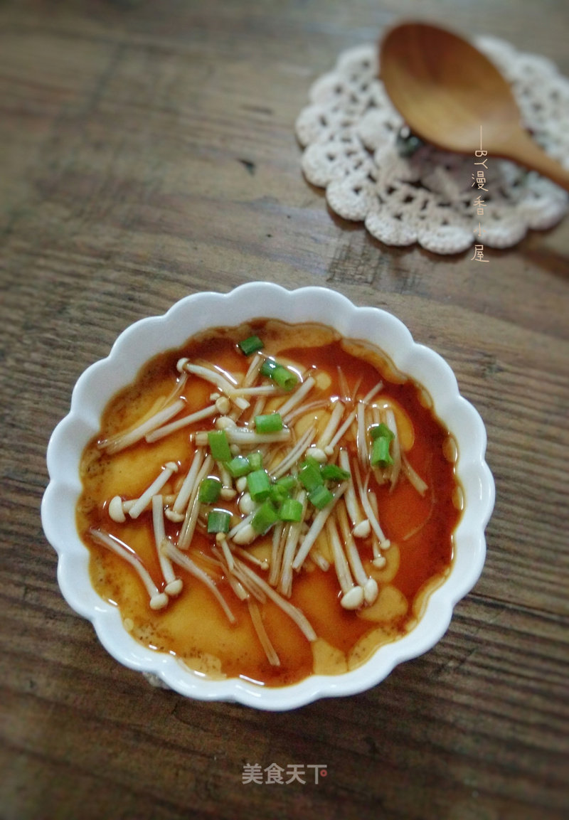 Steamed Egg with Enoki Mushroom recipe