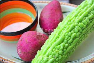 Suxinjujing Bitter Gourd Stuffed Purple Sweet Potatoes Cool for A Summer recipe