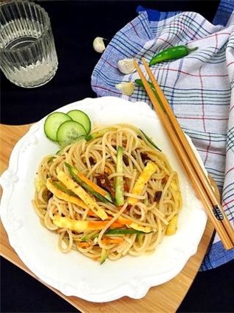 Noodles with Seasonal Vegetables and Mushroom Sauce recipe