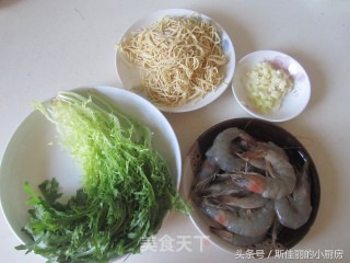 Shrimp Bitter Chrysanthemum Mixed with Dried Shreds recipe