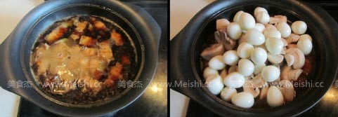 Grilled Pork with Tricholoma and Quail Eggs recipe