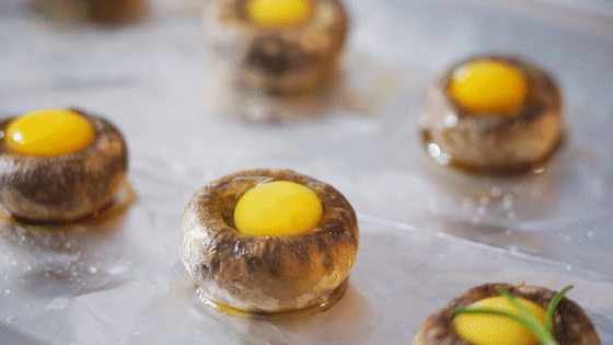 Roasted Mushroom and Quail Eggs recipe