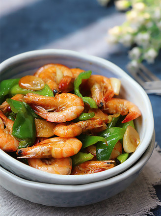 Stir-fried Shrimp with Green Pepper recipe