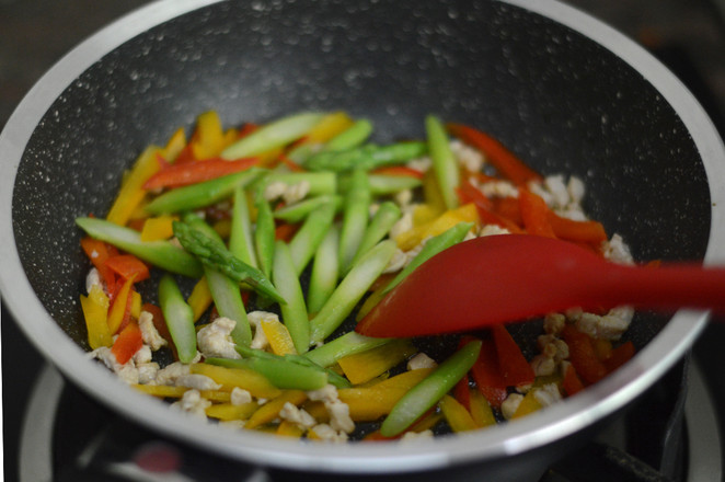 Seaweed Rice Ball + Asparagus and Pepper Chicken recipe